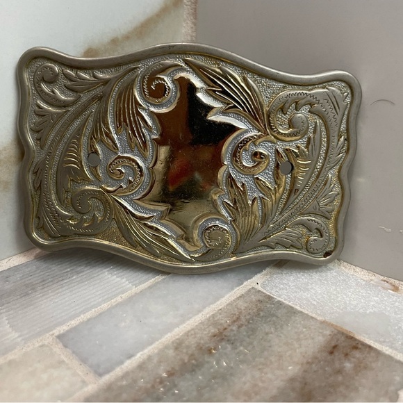 Vintage Unbranded Ornate Leaves Metal Belt Buckle - Picture 1 of 8